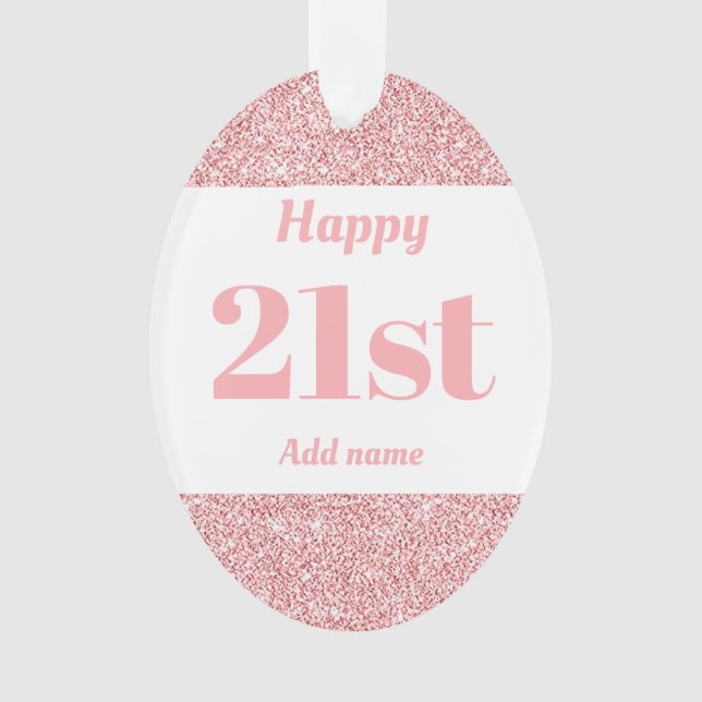 Pretty personalised birthday gift ornament 21st (Front)