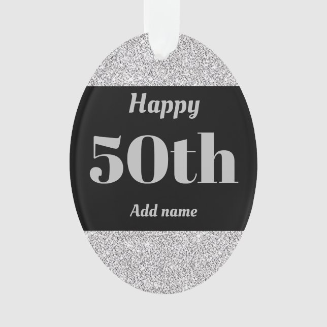 Pretty personalised birthday gift ornament 50th (Front)