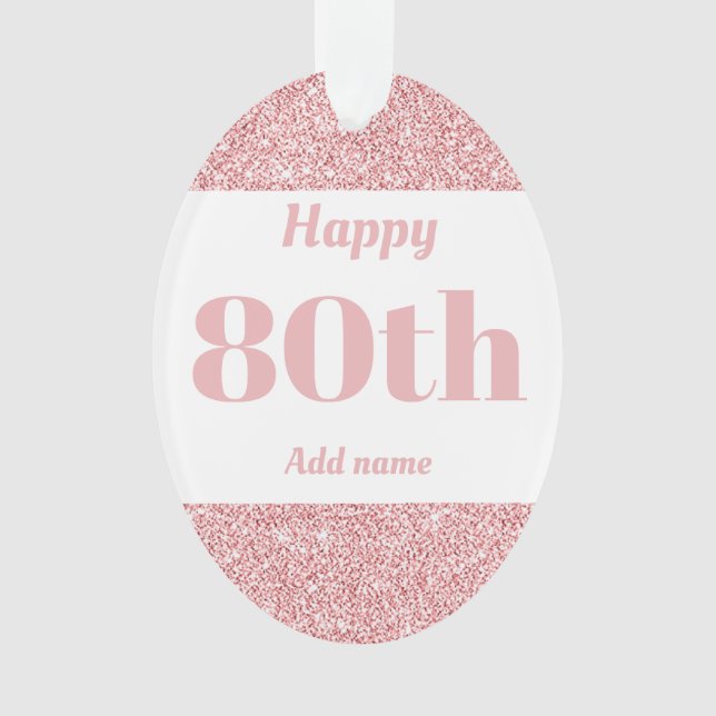 Pretty personalised birthday gift ornament 80th (Front)
