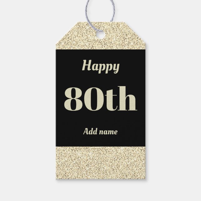 pretty personalised birthday gift tags 80th (Front)