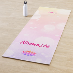 Pretty personalised Namaste Lotus design Yoga Mat