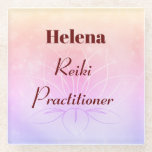 Pretty personalised Reiki Practitioner design Glass Coaster<br><div class="desc">Pretty pastel personalised Reiki Practitioner design glass coaster gift.</div>