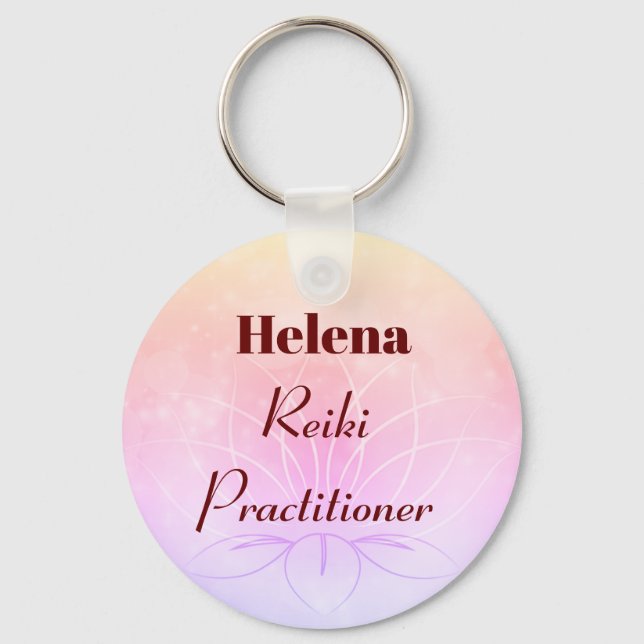 Pretty personalised Reiki Practitioner design Keychain (Front)