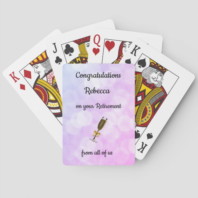 Pretty personalised retirement design playing cards (Back)