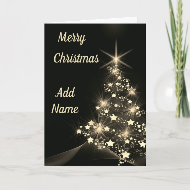 Pretty personalised tree Christmas card (Front)