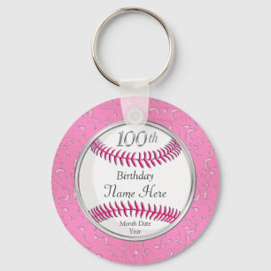 Pretty Personalized 100th Birthday Favours Keychain