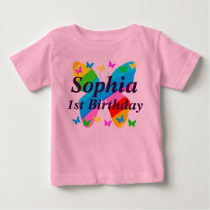 PRETTY PERSONALIZED 1ST BIRTHDAY BUTTERFLY T SHIRT
