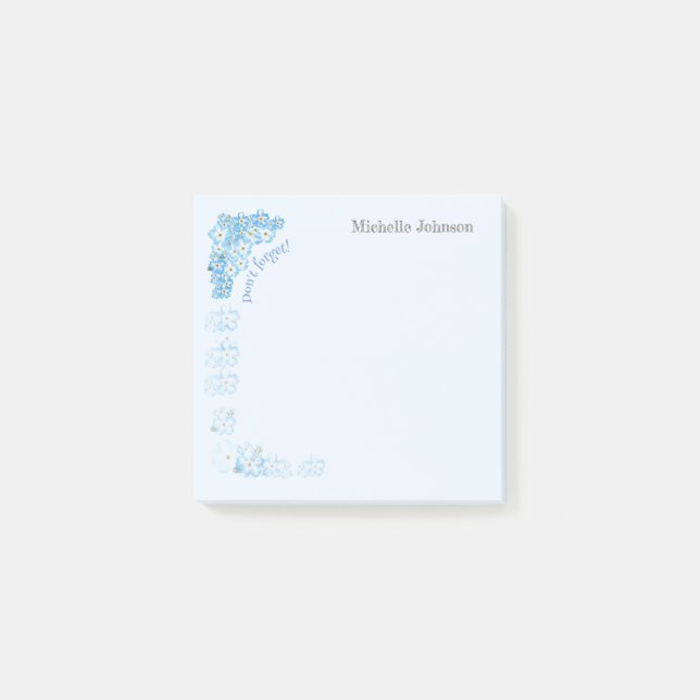 Pretty Personalized Adhesive Pad Forget-me-not Post-it Notes (Front)