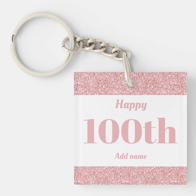pretty personalized birthday gift keychain 100th (Front)