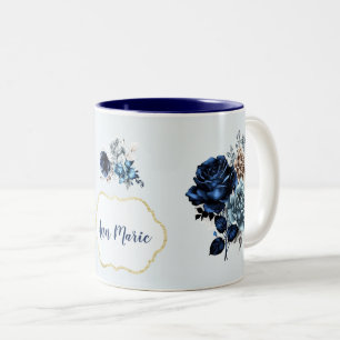 Pretty Personalized Blue Rose Coffee Tea Mug