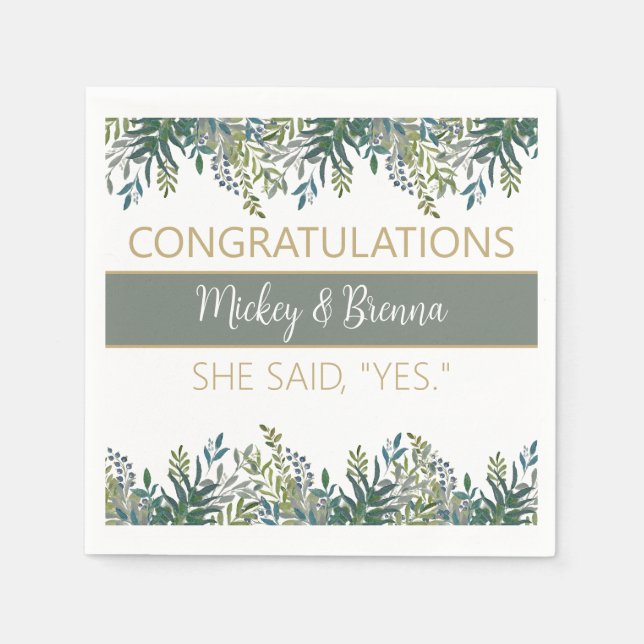Pretty personalized Engagement party Paper Napkin (Front)
