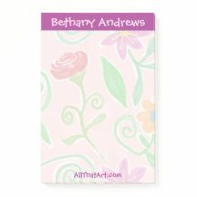 Pretty Personalized Floral Notepad Post-it Notes
