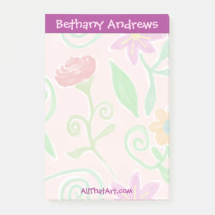 Pretty Personalized Floral Notepad Post-it Notes