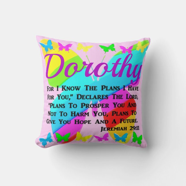 PRETTY PERSONALIZED JEREMIAH 29:11 BUTTERFLY THROW PILLOW (Front)
