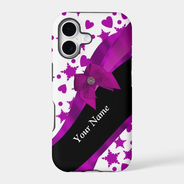 Pretty personalized magenta girly patterned (Back)