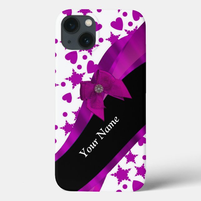 Pretty personalized magenta girly patterned Case-Mate iPhone case (Back)