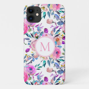 Pretty Personalized Monogrammed Floral iPhone 11 Case