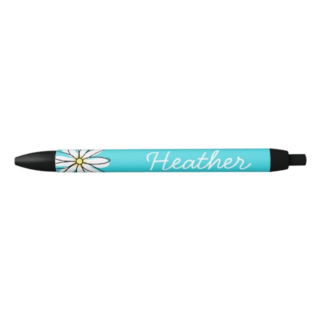 Pretty Personalized Name Daisy Doodle Black Ink Pen (Front)