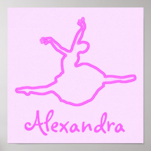 Pretty Personalized Neon Pink Ballerina Poster