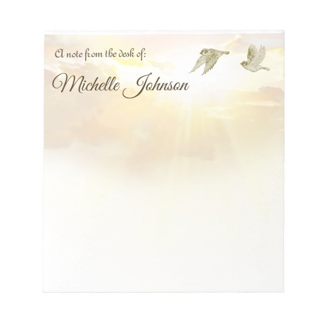 Pretty Personalized Note Pad Sunset Birds (Front)