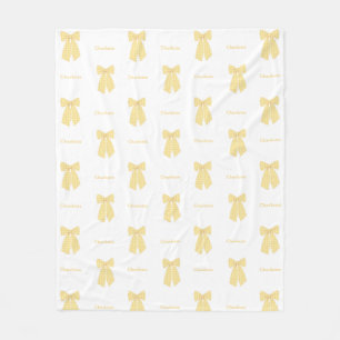 Pretty Personalized Peach Hair Bow Feminine Fleece Blanket