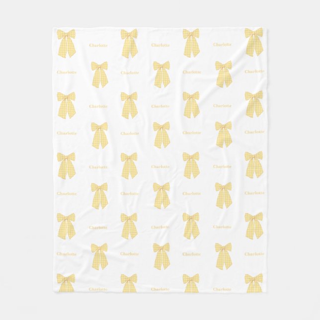 Pretty Personalized Peach Hair Bow Feminine Fleece Blanket (Front)