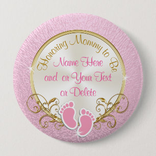 Pretty Personalized Pink and Gold Mommy to Be Pin