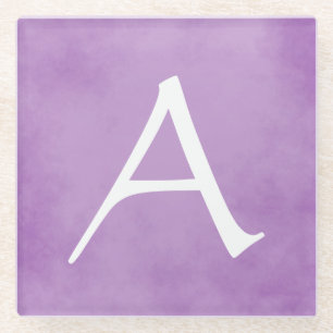 Pretty Personalized Purple Monogram Glass Coaster