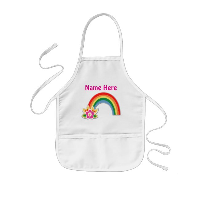 Pretty Personalized Rainbow Apron for Girls (Front)