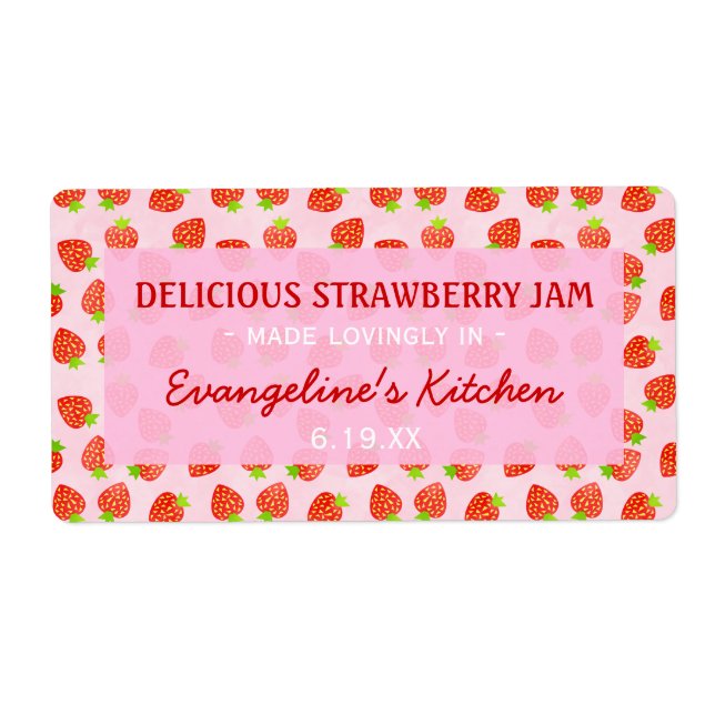 Pretty Personalized Strawberry Jam Jar (Front)