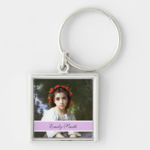 pretty photo keychain, elegant purple keychain