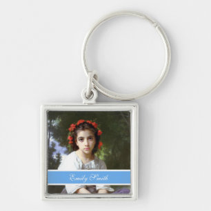 pretty photo keychain, sky blue keychain