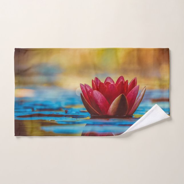 Pretty Photo of a Lotus Flower in a Pond Bath Towel Set (Hand Towel)