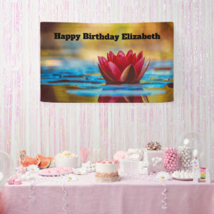 Pretty Photo of a Lotus Flower in a Pond Birthday Banner