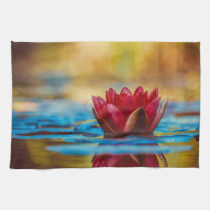 Pretty Photo of a Lotus Flower in a Pond Kitchen Towel