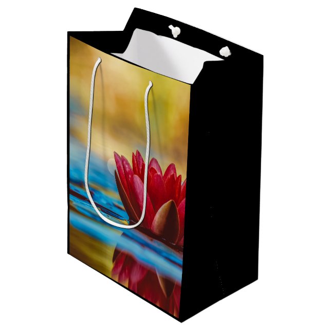Pretty Photo of a Lotus Flower in a Pond Medium Gift Bag (Front Angled)