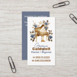 Pretty Pianist Watercolor Art Business Card