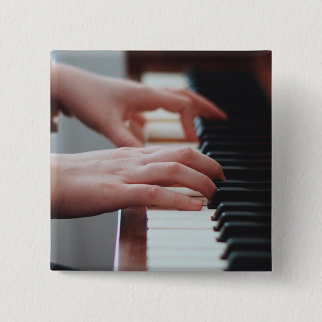 Pretty Piano Design 2 Inch Square Button (Front)