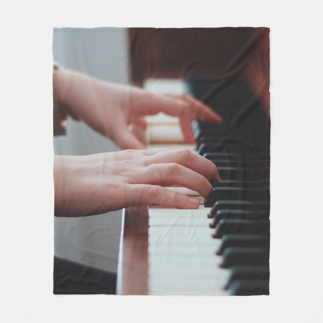 Pretty Piano Design Fleece Blanket (Front)