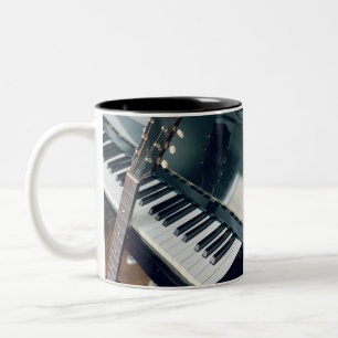 Pretty Piano Design Two-Tone Coffee Mug