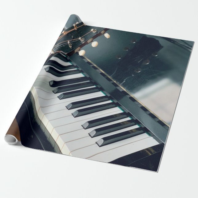 Pretty Piano Design Wrapping Paper (Unrolled)