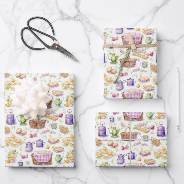 Pretty Picnic Baskets and Food Wrapping Paper Sheet (Front)