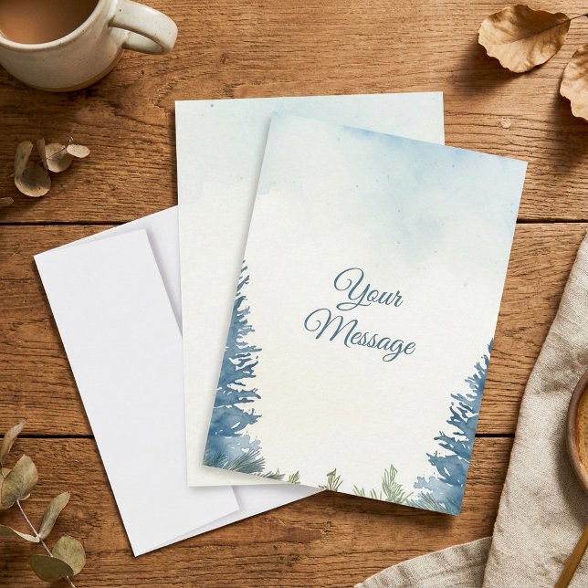 Pretty pine trees your message holiday  card (Pretty pine trees your message holiday note card.)