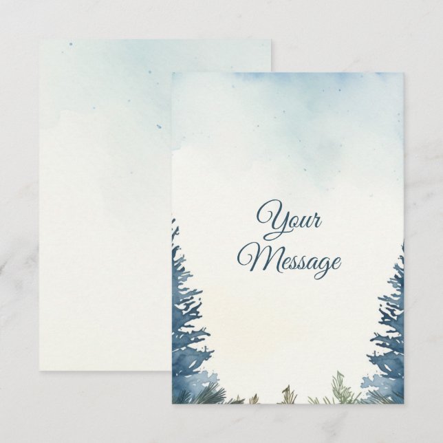 Pretty pine trees your message holiday  card (Front/Back)
