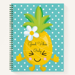 Pretty Pineapple and Polka Dot Good Vibes Only Notebook