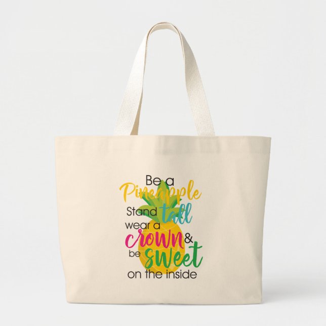 Pretty Pineapple Katherine Gaskin Quotes Large Tote Bag (Front)