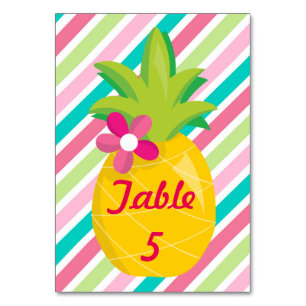 Pretty Pineapple on Stripes Table Number