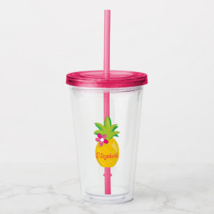 Pretty Pineapple Tropical Acrylic Tumbler