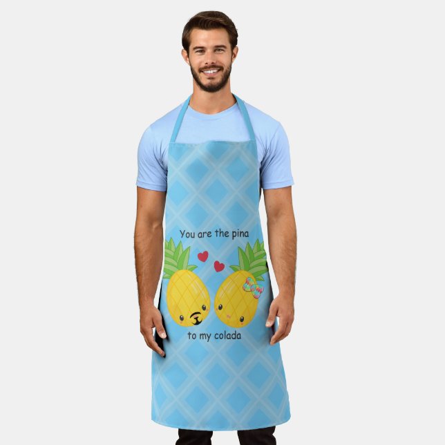 Pretty Pineapple Tropical Pina Colada Romantic Apron (Worn)