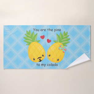 Pretty Pineapple Tropical Pina Colada Romantic Bath Towel Set